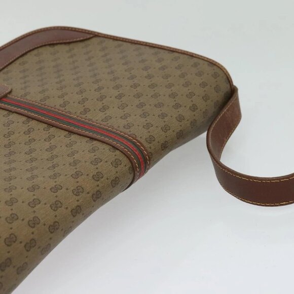 GUCCI Micro GG Supreme Web Sherry Line Bag PVC Beige Gold Auth th5905 - Picture 7 of 16